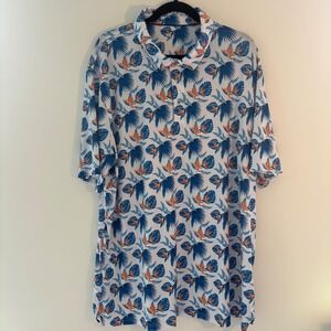 Performance Polo Anti-UV Moisture Wicking Tropical All Over Print Shirt 3XL‎